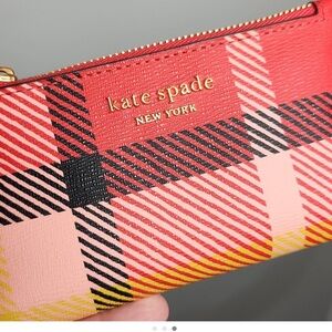 Kate Spade Red and Pink Plaid Wristlet